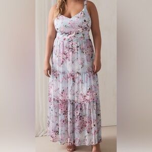 Women’s Formal Dress Plus Size 16W Tiered Chiffon RACHEL Rachel Roy Light Blue